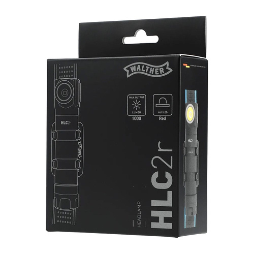 Walther - Налобний світлодіодний ліхтар HLC2r - 1000 лм - Чорний - 3.7138 - Ліхтарики на голову