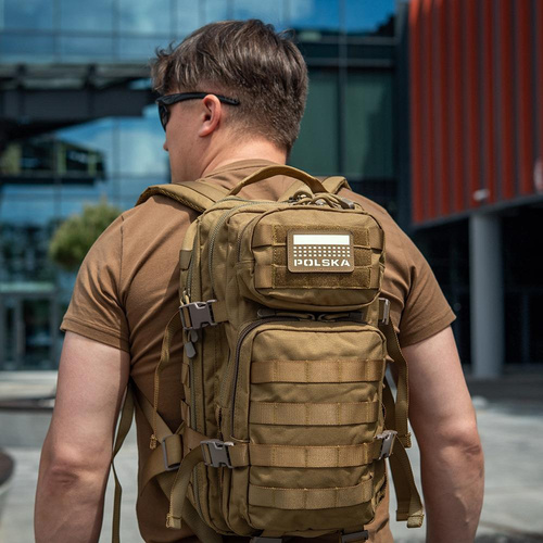 M-Tac - нашивка с флагом и надписью Польша - лазерная резка - пиксели/прямоугольник - койот/флюо - 51007205 - Нашивки - Одежда