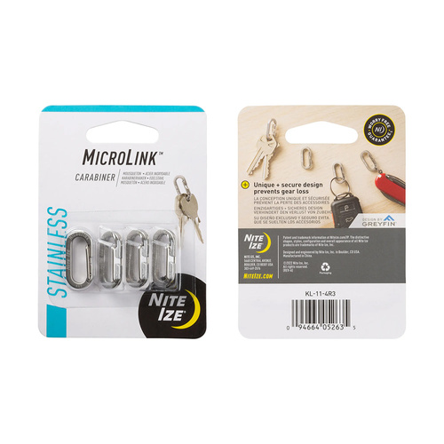 Nite Ize - карабин MicroLink - сталь - серебристый - 4 штуки - KL-11-4R3 - Карабины
