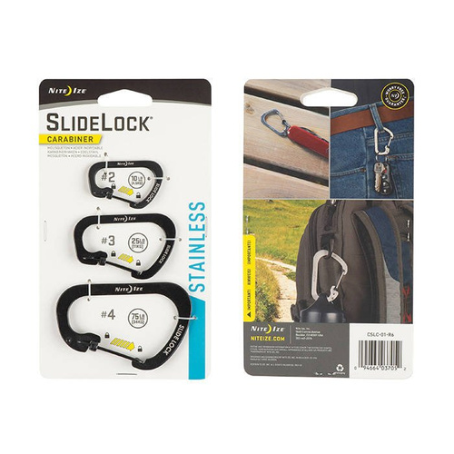 Nite Ize - SlideLock Carabiner Set #2, #3, #4 - Black - CSLC-01-R6 - Карабины