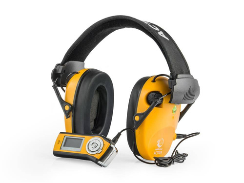 Засоби захисту - RealHunter - Комплект активного захисту вух Active PRO з захисними окулярами - помаранчевий - Навушники тактичні