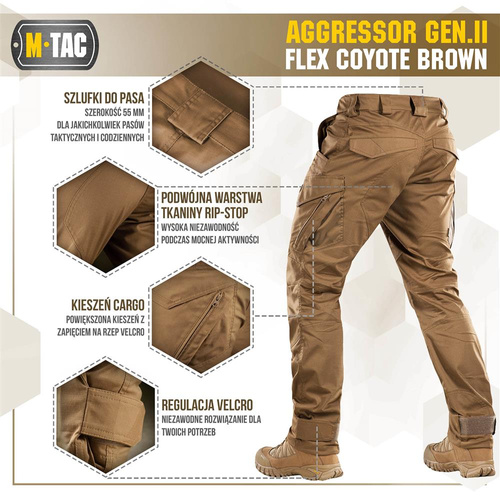 Штани тактичні M-Tac - Aggressor Gen.II Flex - Ripstop - Coyote Brown - 20058017. - Штани тактичні