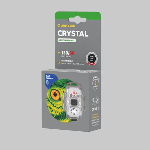 Armytek - Кишеньковий LED ліхтарик Crystal WRB - маячок - 150 лм - синій/сірий - F07202B - Ліхтарики на голову - Ліхтарики