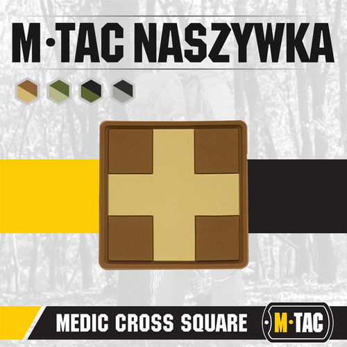 Одяг - M-Tac - 3D ПВХ Нашивка Medic Cross - Coyote - 51124005 - Група крові, медичні