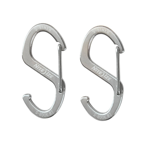 Nite Ize - гачок  S-Biner Hook 'N Hold S-Hook Small - 2 шт. - Сталь - Срібло - SBHS-11-2R3 - Карабины