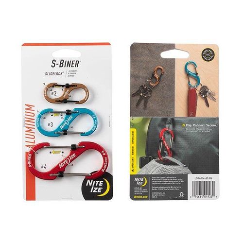 Nite Ize - Набір карабінів S-Biner® SlideLock® Aluminum Combo - 3 шт. - LSBA234-A2-R6 - Карабины