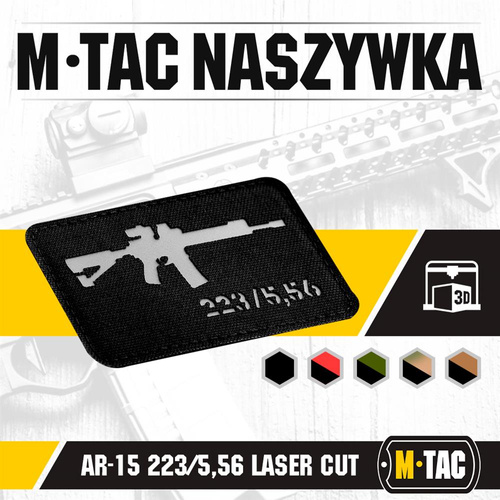 Одяг - M-Tac - Нарукавна нашивка AR-15 223/5.56 Laser Cut - чорна/сіра - 51111211 - Нашивки