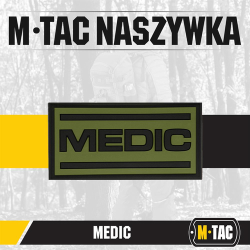 M-Tac - 3D PVC нашивка Medic - черный/оливковый - 51125102 - Группа крови, медицинские - Одежда