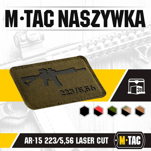 Одежда - M-Tac - AR-15 223/5.56 Laser Cut patch - Ranger Green/Black - 51111232 - Нашивки