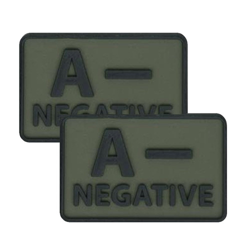 Helikon - Naszywka PVC - Grupa Krwi - A- NEG - Olive Green - 2szt. - Група крові, медичні