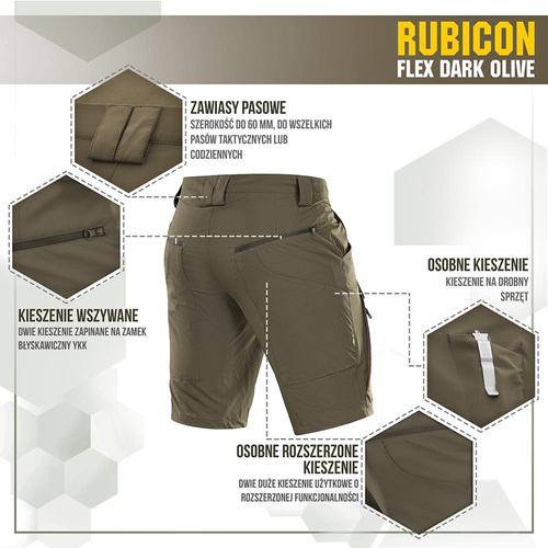 M-Tac - Тактичні шорти Rubicon Flex - 4-Way Stretch - YKK - Dark Olive - 20070048 - Шорти - Одяг