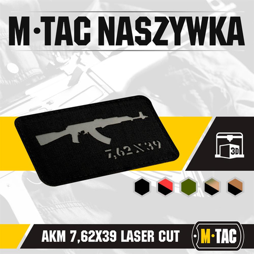 M-Tac - AKM 7.62x39 Laser Cut patch - Black/Grey - 51110211 - Нашивки - Одежда