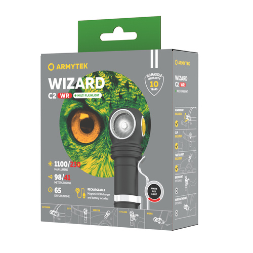 Armytek - Wizard C2 WR Magnet USB перезаряжаемый фонарь / фара - 1020 люмен - F06901W - Налобные фонари - Фонарики