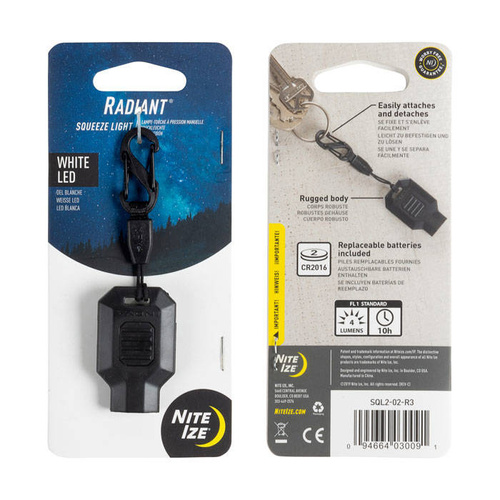 Nite Ize - Radiant Squeeze Light Светодиодный фонарик-брелок с карабином - белый - SQL2-02-R3 - Фонарики брелки