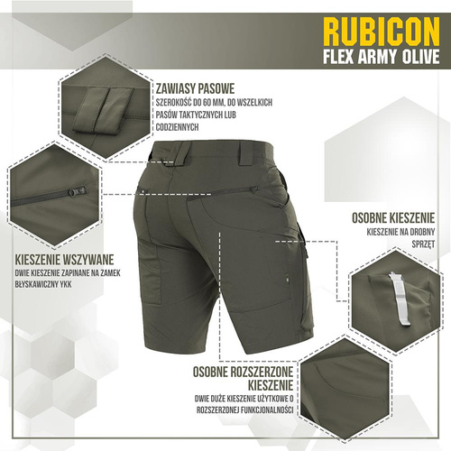 M-Tac - Тактичні шорти Rubicon Flex - 4-Way Stretch - YKK - Army Olive - 20070062 - Шорти - Одяг