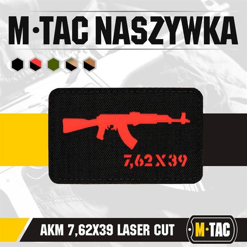 Одяг - Нарукавна нашивка M-Tac - AKM 7.62x39 Laser Cut - чорна/чорна - 51110233 - Нашивки