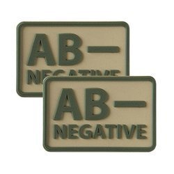 Helikon - Нашивка ПВХ - Группа крови - AB- NEG - Хаки - 2 шт.