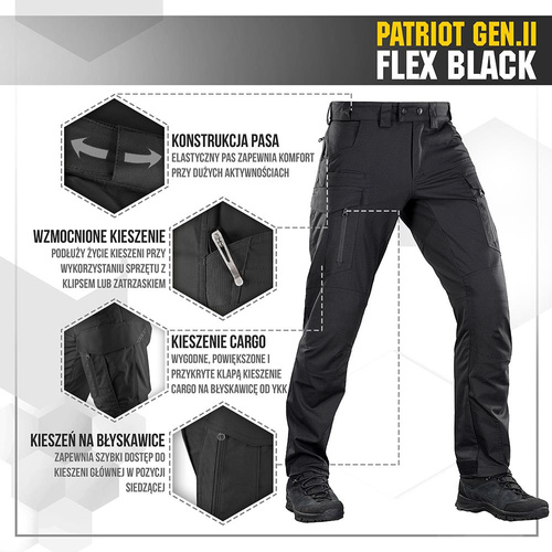 M-Tac - Тактические брюки Patriot Gen II Flex - Черный - 20056802 - Тактические брюки - Одежда