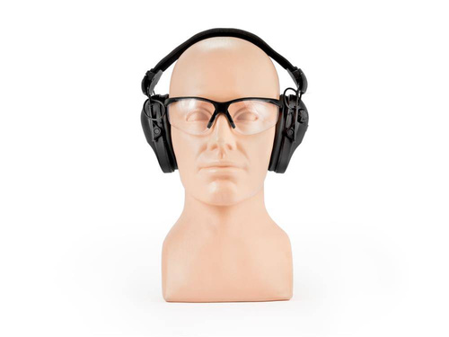 Засоби захисту - RealHunter - Комплект активного захисту вух Active PRO з захисними окулярами - Чорний - Навушники тактичні