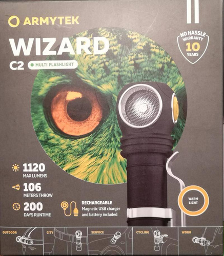 Armytek - Wizard C2 WR Magnet USB акумуляторний ліхтар / налобний ліхтар - 1020 люмен - F06901W - Ліхтарики на голову