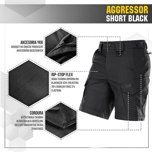 Шорти - M-Tac - Тактичні шорти Aggressor - Polycotton - Rip-Stop - Black - 20018002.