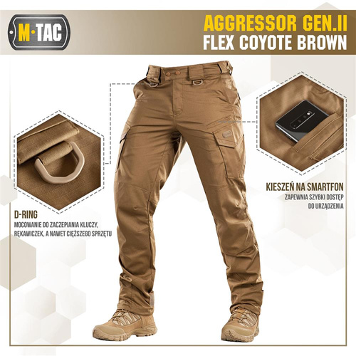 Одяг - Штани тактичні M-Tac - Aggressor Gen.II Flex - Ripstop - Coyote Brown - 20058017. - Штани тактичні