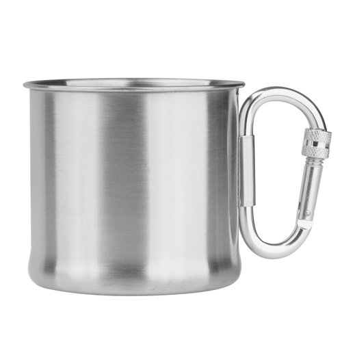 Туристичний посуд - Mil-Tec - Туристична кружка з карабіном - 500 мл - Сталь - 14607900