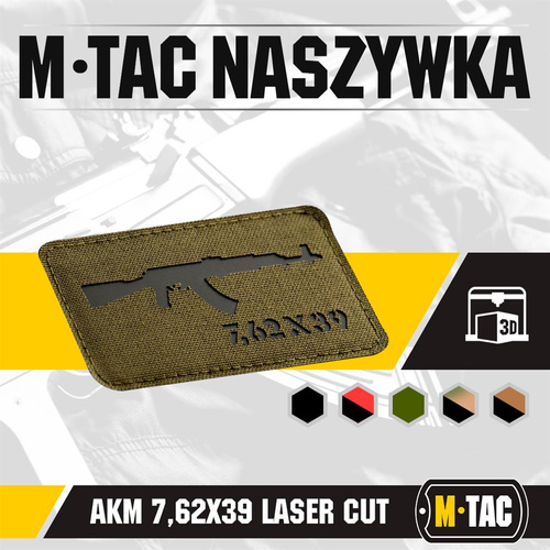 Нашивка M-Tac - AKM 7.62x39 Laser Cut - Ranger Green/Black - 51110232 - Нашивки - Одяг