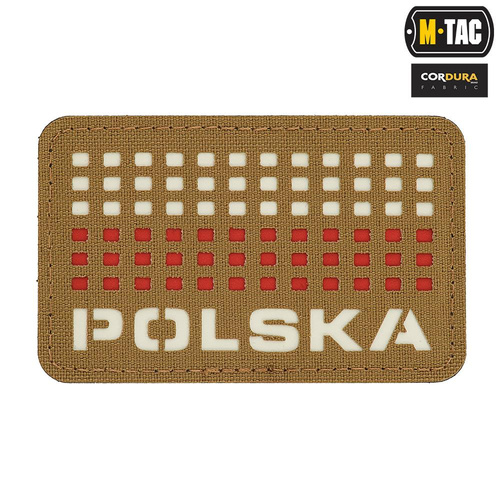 M-Tac - нашивка з прапором та написом Польща - лазерне різання - пікселі - червоний / койот / білий - 51007105 - Нашивки