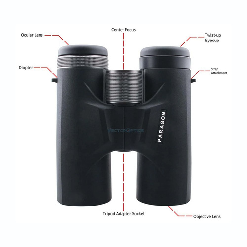 Туризм - Vector Optics - Тактичний бінокль Paragon 10x42 з кейсом - Black - SCBO-04 - Біноклі