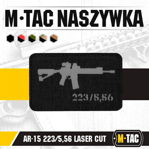 M-Tac - Нарукавна нашивка AR-15 223/5.56 Laser Cut - чорна/сіра - 51111211 - Нашивки - Одяг
