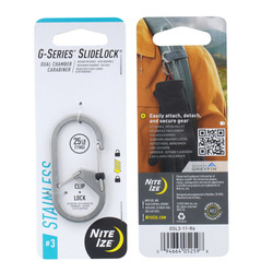Nite Ize - G-Series SlideLock #3 двосекційний карабін з двома відділеннями - Сталь - Срібло - GSL3-11-R6