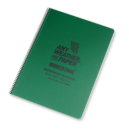 Водонепроницаемые блокноты - Modestone - Водонепроницаемый блокнот - 210 x 297 мм - 50 листов - Зеленый - C43MIL