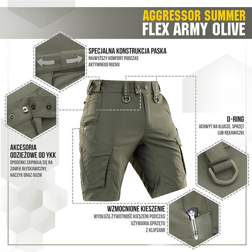 M-Tac - Тактические шорты Aggressor Summer Flex - Army Olive - 20472062 - Шорты - Одежда