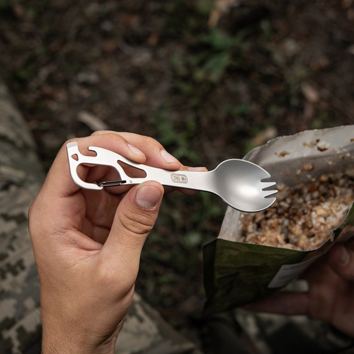 Туристические столовые приборы - M-Tac - Ложка-вилка с карабином - Нержавеющая сталь - 60011235