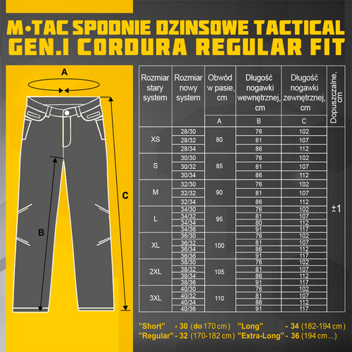M-Tac - Джинси Tactical Gen.I Regular Fit - Cordura Denim - 20449006 - Штани тактичні