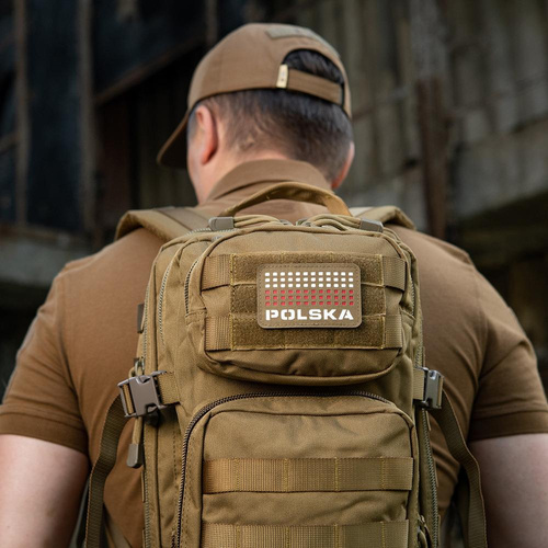 Нашивки - M-Tac - нашивка з прапором та написом Польща - лазерне різання - пікселі - червоний / койот / білий - 51007105