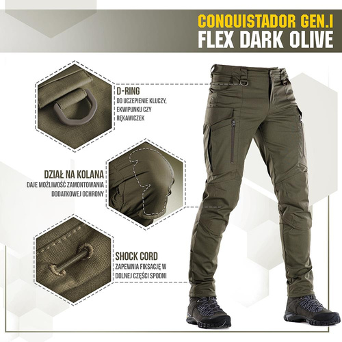 Одяг - Тактичні штани M-Tac - Conquistador Gen.I Flex - Ripstop - Dark Olive - 20059048. - Штани тактичні