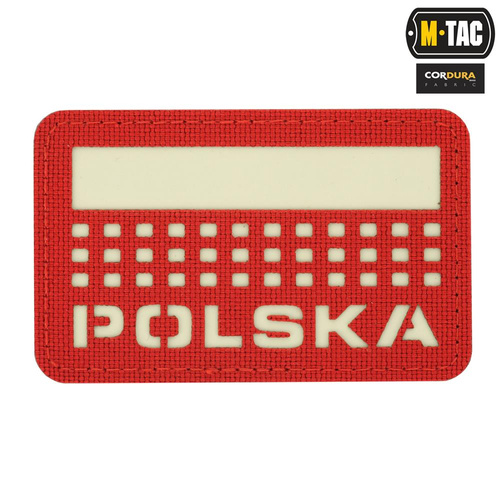 M-Tac - Нашивка з прапором та написом Польща - Лазерне різання - Пікселі/Прямокутник - Червоний/Флуоресцентний - 51007233 - Нашивки