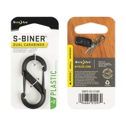 Nite Ize - Kaрабін S-Biner #2 Plastic Black Gate - Чорний - SBP2-03-01BG - Карабины
