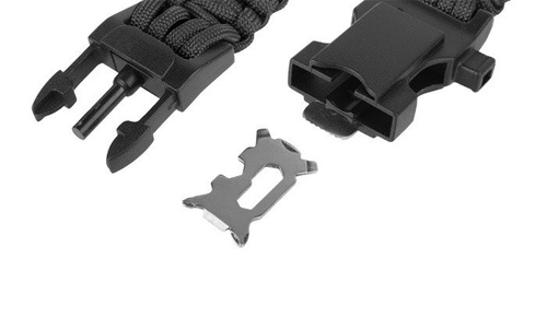 Паракорд - 101 Інк. - Браслет для виживання з компасом, термометром, свистком та кременем - 9" - Чорний - JYFPB02