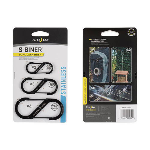 Nite Ize - S-Biner Carabiners Set #2, #3, #4 - Black - SB234-03-01 - Карабины