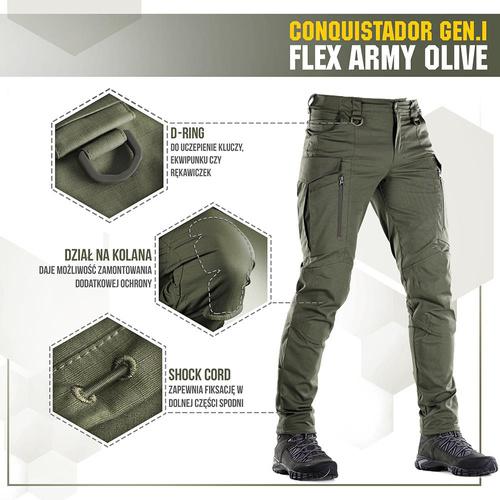 Штани тактичні M-Tac - Conquistador Gen.I Flex - Ripstop - Army Olive - 20059062. - Штани тактичні - Одяг