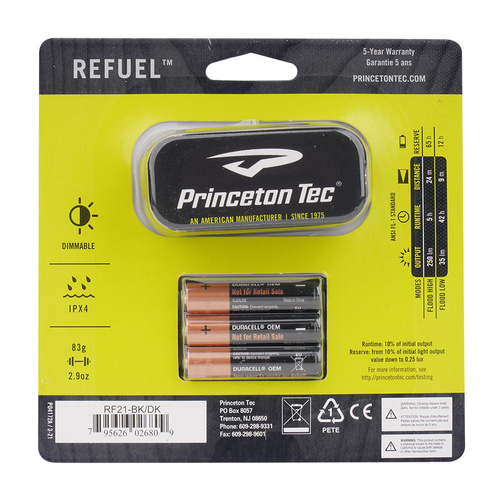 Налобные фонари - Princeton Tec - Налобный фонарь Refuel - 250 лм - черный - RF21-BK/DK