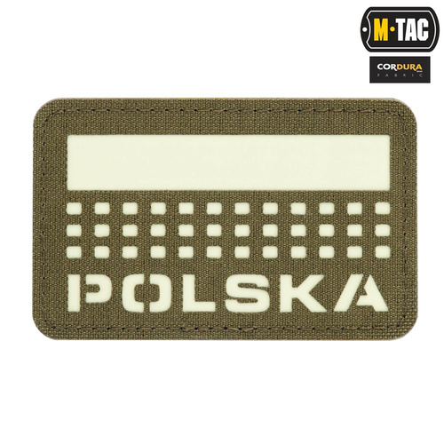 M-Tac - нашивка с флагом и надписью Польша - лазерная резка - пиксели/прямоугольник - Ranger Green / Fluo - 51007223 - Нашивки