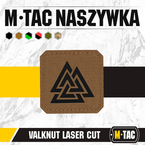 M-Tac - Квадратна нашивка Laser cut Valknut - Чорний / Coyote - 51162502 - Нашивки - Одяг