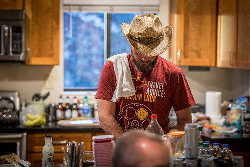 Футболки - Helikon - Футболка Поради мандрівника Російська удача Travel Advice Russian Luck - Червоний/Чарни-Меланж - TS-TRL-CO-2501Z