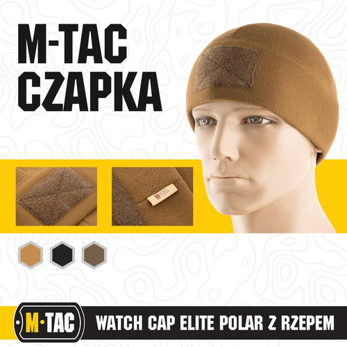 Одяг - M-Tac - Кепка Watch Cap Elite Velcro зимова на липучці - фліс - Coyote Brown - 40017017. - Зимові шапки
