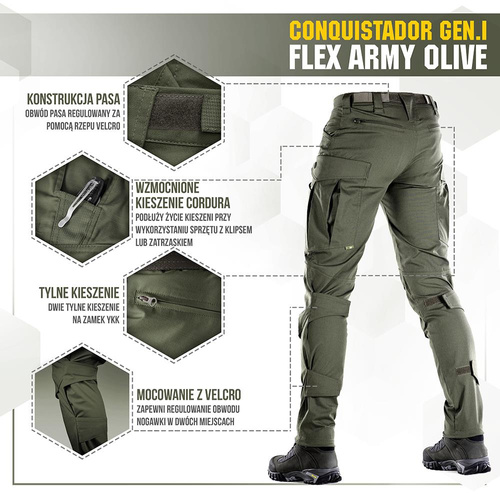 Штани тактичні M-Tac - Conquistador Gen.I Flex - Ripstop - Army Olive - 20059062. - Штани тактичні