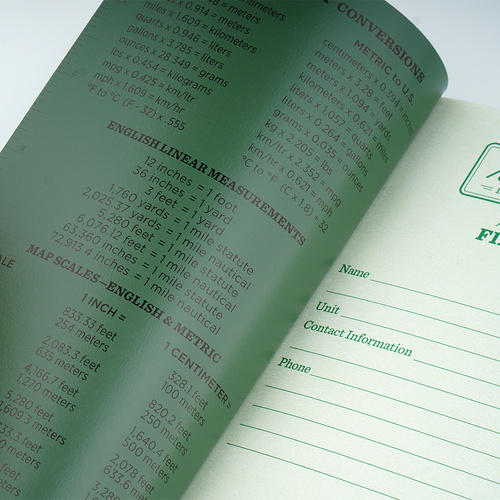 Rite in the Rain - тактические водонепроницаемые записки - 115 x 185 мм - зеленый - 980 - Водонепроницаемые блокноты - Кемпинг